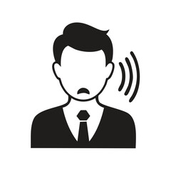 Person Hearing Loss Icon Communication Difficulties Auditory System Issues Black and White