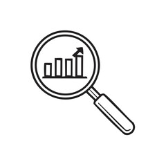 Magnifying Glass Analyzing Business Growth Bar Chart Data Financial Analysis Icon