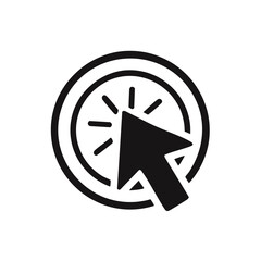 Simple vector icon of a mouse cursor pointer clicking a web button for a user interface