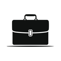 Classic black briefcase silhouette with handle and clasp against white background.