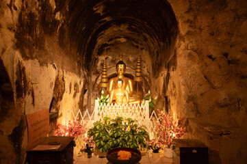 inside the cave temple Thailand