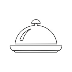 Obraz premium Food service cloche line icon outline vector