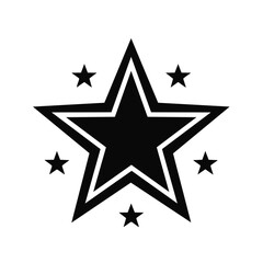 Obraz premium Bold Black Star Symbol Surrounded by Smaller Stars Graphic Design Element