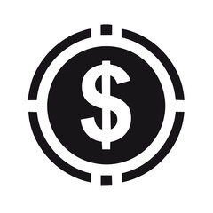 Obraz premium Dollar sign on a coin inside a target symbol