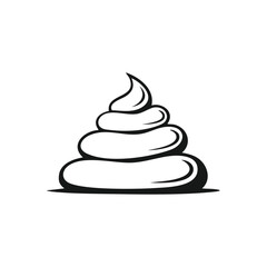 Simple Black and White Pile of Feces Icon Illustration. Cartoon Style Poop Design Vector.