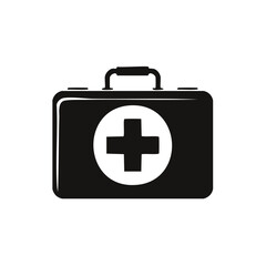 Fototapeta premium Black first aid kit icon with a medical cross symbol for emergency healthcare