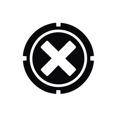 Obraz premium Circular black icon with an X mark for delete, close, or error symbol
