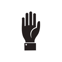 Obraz premium Black icon of an open palm raised with fingers spread slightly showing a cuff.