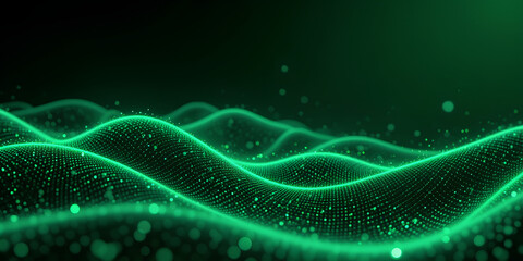 AI-Focused Neon Green Data Background with Tech Lines

