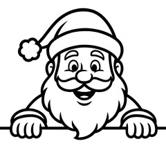 Obraz premium A charming black and white illustration of Santa Claus, complete with his iconic beard and hat, offers a glimpse of festive cheer, perfect for holiday themes. vector illustration