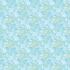 seamless pattern featuring a blue and green background with delicate white
