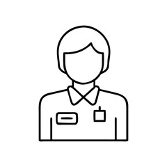 Volunteer with name tag icon in minimalist style