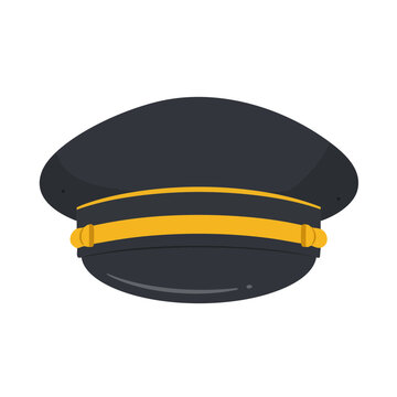 Vector illustration of train conductor hat realistic style on white background, uniform accessory