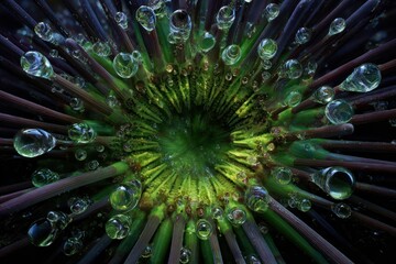 Enthralling Macro of a Plant with Water Drops
