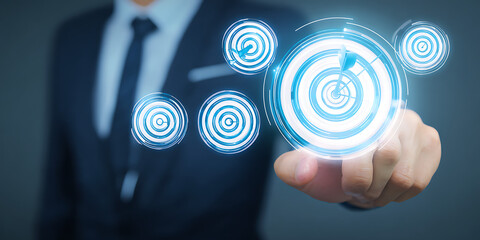 hand pressing social network icon