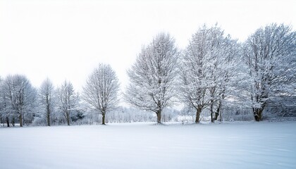 Fototapeta premium snowy landscape with frozen trees isolated on white background snowfield nature snow