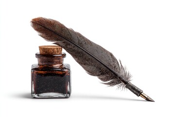 Antique quill pen and inkwell (1)