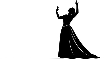 Woman Opera Singer singing  vector illustration Silhouette isolated on white background 