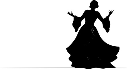 Woman Opera Singer singing  vector illustration Silhouette isolated on white background 