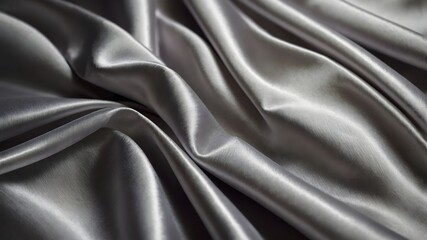 Obraz premium Smooth Gray Satin Fabric Folds with Elegant Glossy Texture 