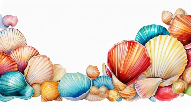shells sea shells isolated on white summer feeling card copy space generative ai