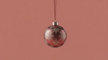 Festive ornament with intricate snowflake patterns, suspended by a red cord, evokes holiday cheer.