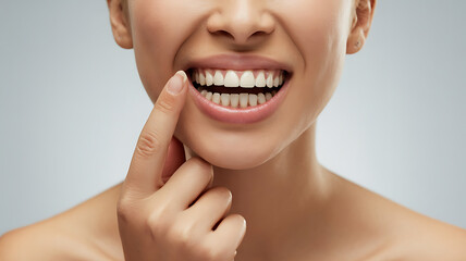 Close-up showcasing a radiant, genuine smile, highlighting bright, healthy, and well-aligned teeth.