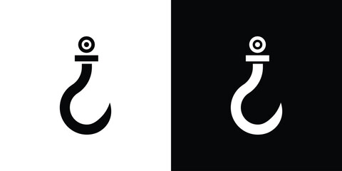 Winch hook icon collection. Black and white filled vector illustration.