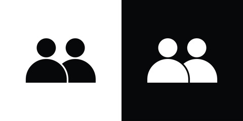 Users icon collection. Black and white filled vector illustration.