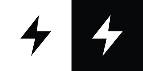 Thunder bolt icon collection. Black and white filled vector illustration.