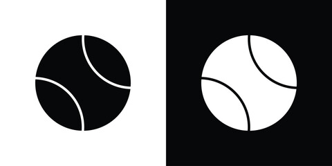 Fototapeta premium Tennis ball icon collection. Black and white filled vector illustration.