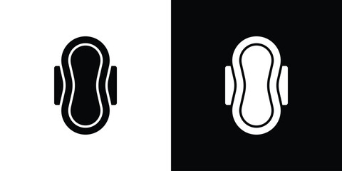 Sanitary pad icon collection. Black and white filled vector illustration.