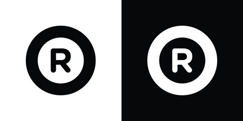 Registered trademark icon collection. Black and white filled vector illustration.