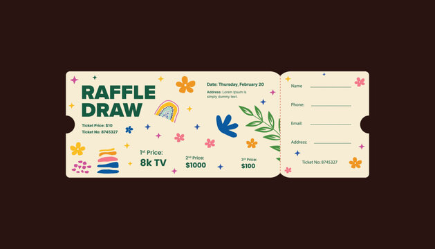 raffle ticket template, raffle draw ticket template, print ready, raffle ticket, raffle paper voucher, charity, fundraising event ticket template