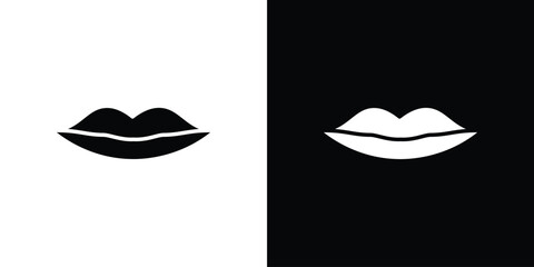 Lips icon collection. Black and white filled vector illustration.
