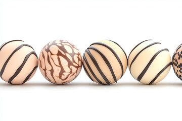 Obraz premium Delicious chocolate truffles in different shapes and sizes, isolated on a white background.