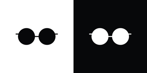 Glasses icon collection. Black and white filled vector illustration.