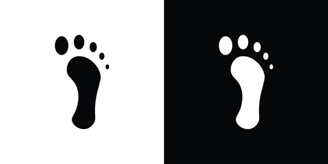 Footprint icon collection. Black and white filled vector illustration.