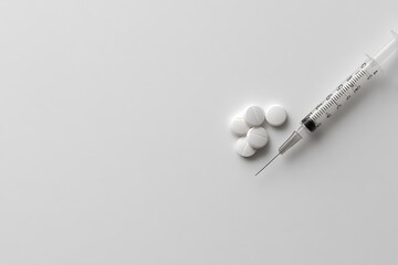 healthcare reminders, scheduled vaccination appointment marked on medical calendar with pills and syringe