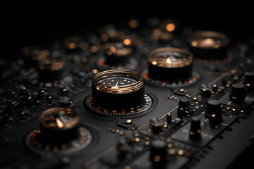 vintage aircraft gauges, vintage textures on aviation instruments in a close-up shot