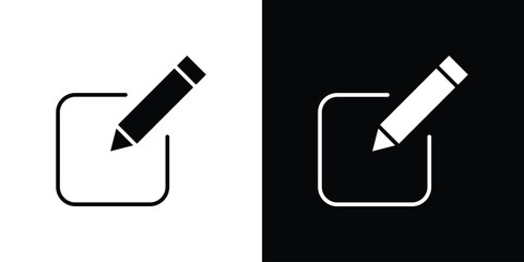 Edit text icon collection. Black and white filled vector illustration.