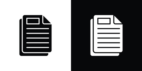 Documents icon collection. Black and white filled vector illustration.