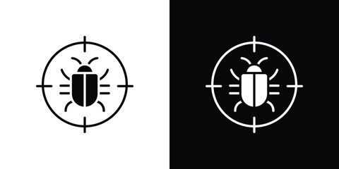 Debug icon collection. Black and white filled vector illustration.