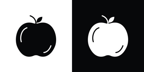 Apple icon collection. Black and white filled vector illustration.