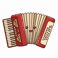 Cartoon accordion character with smiling face in colorful design  