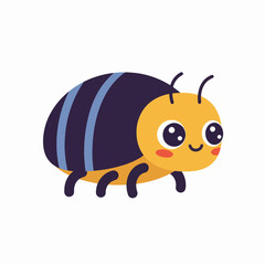 Cute cartoon bee with big eyes and smiling expression  