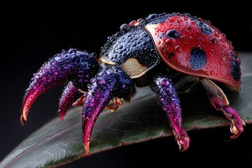 Stunning Macro Shot of a Ladybug with Water Drops