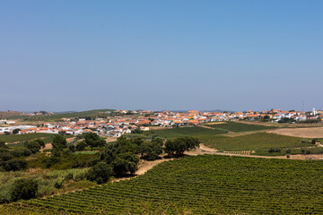 Naklejka premium Rolling Hills and Rural Village in Summer Light