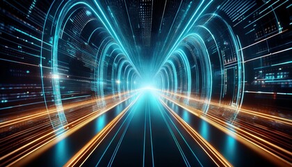 Obraz premium visualize rapid data transfer digital virtual tunnel