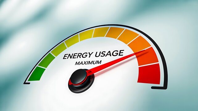 Energy usage meter showing maximum level